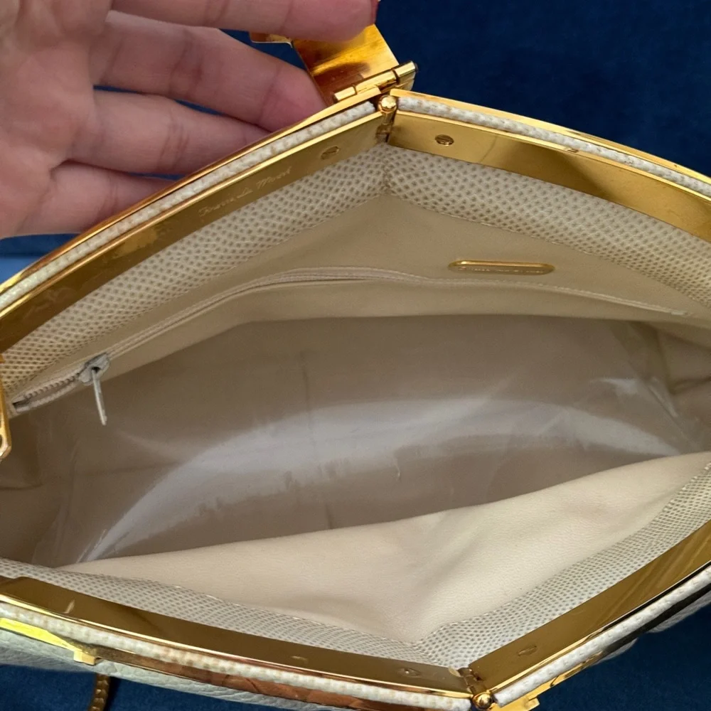 FINESSE LA MODEL White Python Snake‎ Leather Clutch Evening Bag
